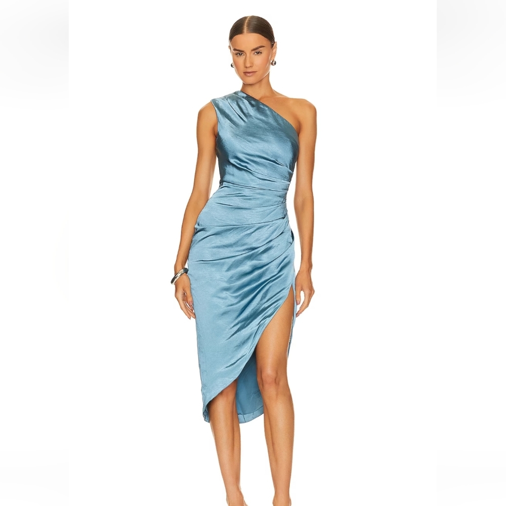 Elliatt Cassini Dress in Cadet Blue Size Medium NWT One Shoulder